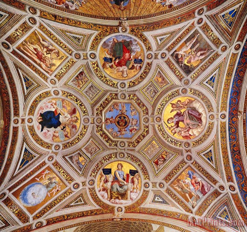 Raphael The Stanza Della Segnatura Ceiling [detail 1] Art Print